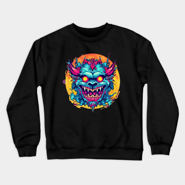 Ready to scare some people with my new monster mask Crewneck Sweatshirt by Pixel Poetry